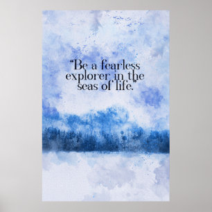 snow covered forest frozen lake motivational quote poster