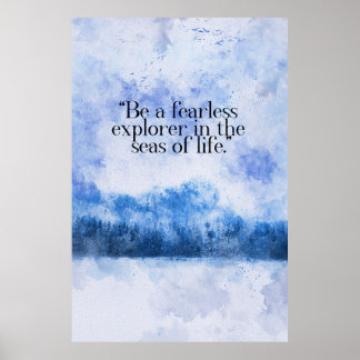 snow covered forest frozen lake motivational quote poster