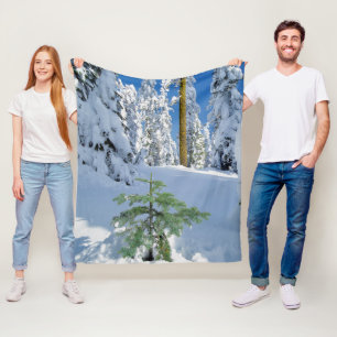 Snow Covered Forest in Oregon Fleece Blanket