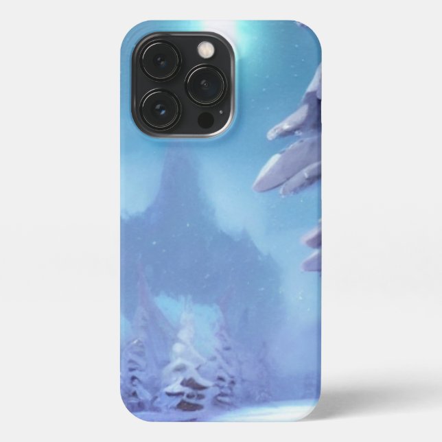 Snow-Covered Forest Under a Bright Winter Moon iPhone Case (Back)