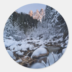Snow-covered Geisler Mountain Range Classic Round Sticker