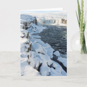 Snow Covered Godafoss Waterfall Card