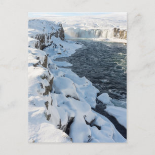 Snow Covered Godafoss Waterfall Postcard