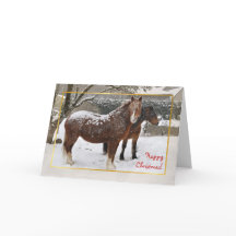 Snow covered horses Christmas