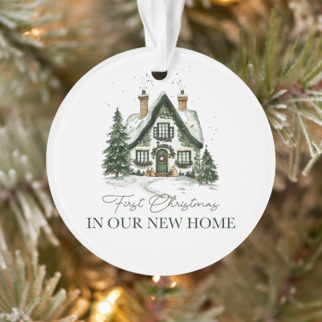 Snow-Covered House with Chimneys Ornament (Tree)