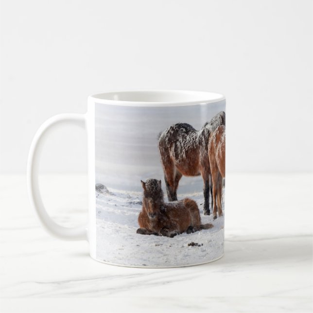 Snow Covered Icelandic Horses Coffee Mug (Left)