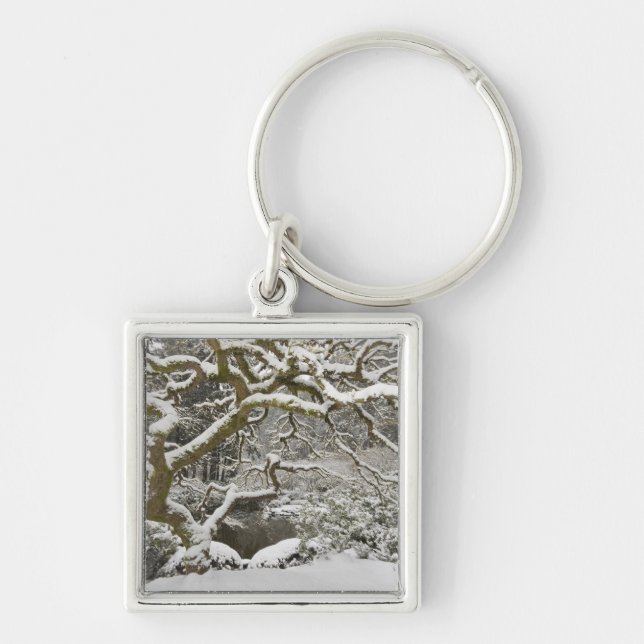 Snow-covered Japanese maple Key Ring (Front)