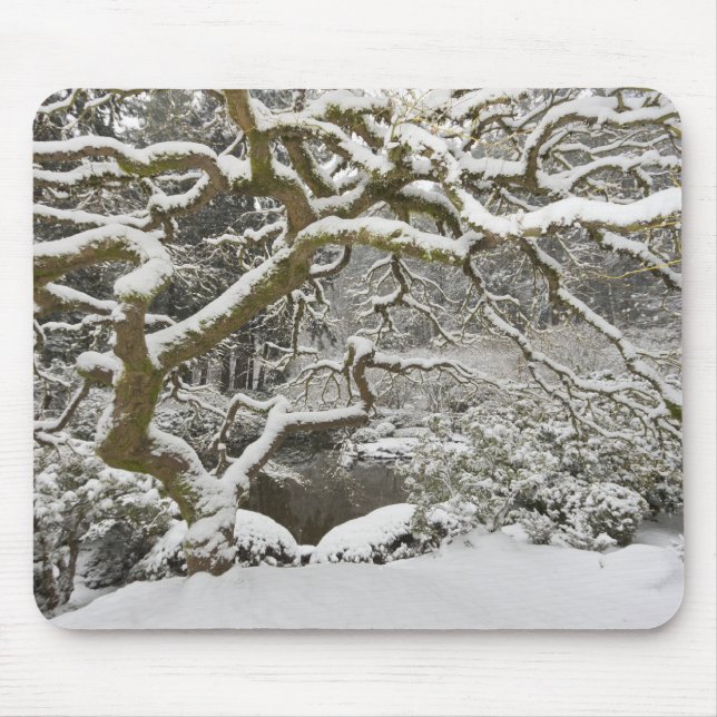 Snow-covered Japanese maple Mouse Pad (Front)