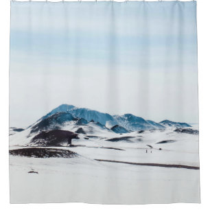 SNOW-COVERED LAND DURING DAY TIME SHOWER CURTAIN