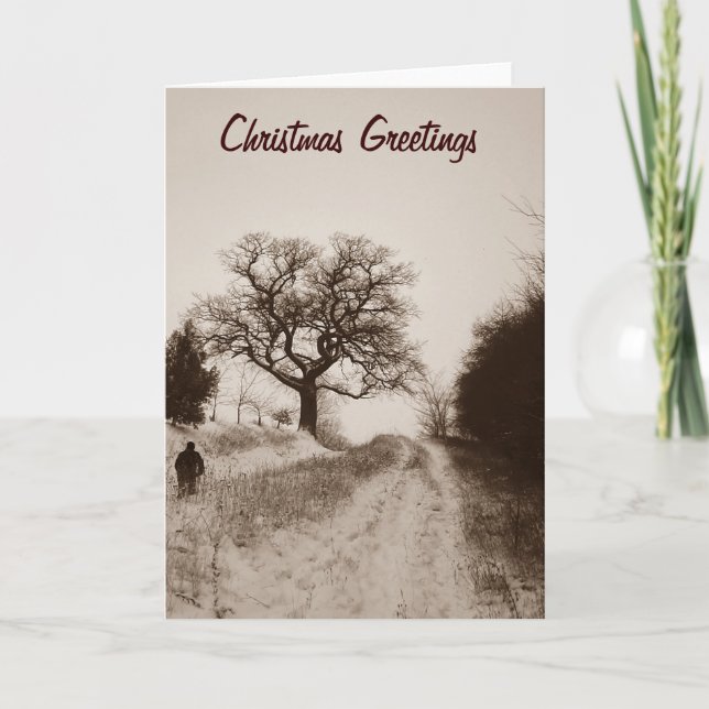 snow covered lane in rural England at christmas Holiday Card (Front)