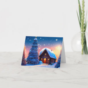 Snow Covered Log Cabin. Note Card