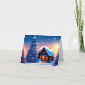 Snow Covered Log Cabin. Note Card