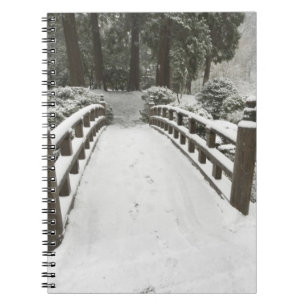 Snow-covered moon bridge, Japanese Garden Notebook