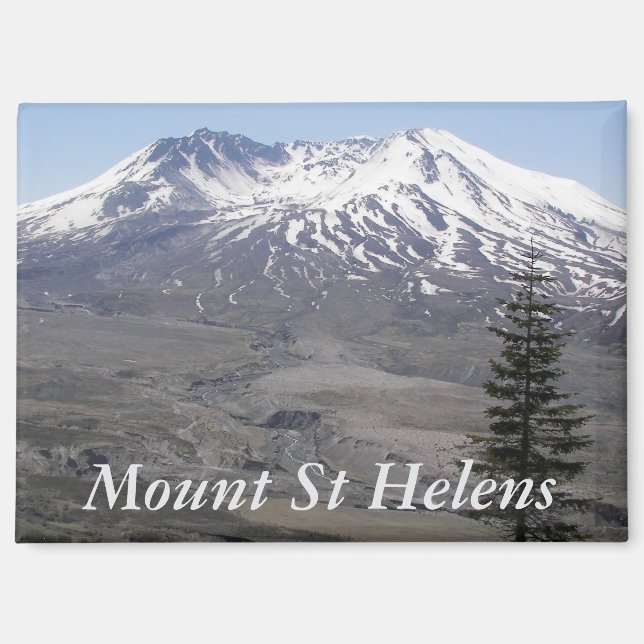 Snow Covered Mount St Helens Volcano Magnet (Front)