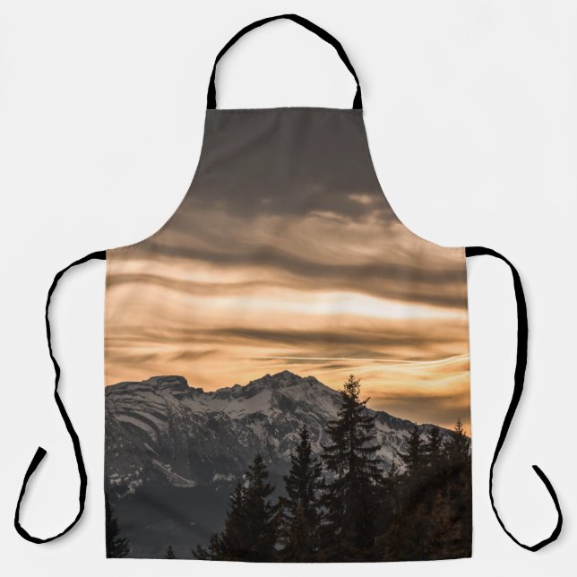 SNOW COVERED MOUNTAIN DURING SUNSET APRON (Front)