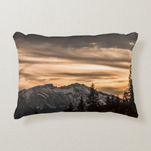 SNOW COVERED MOUNTAIN DURING SUNSET DECORATIVE CUSHION
