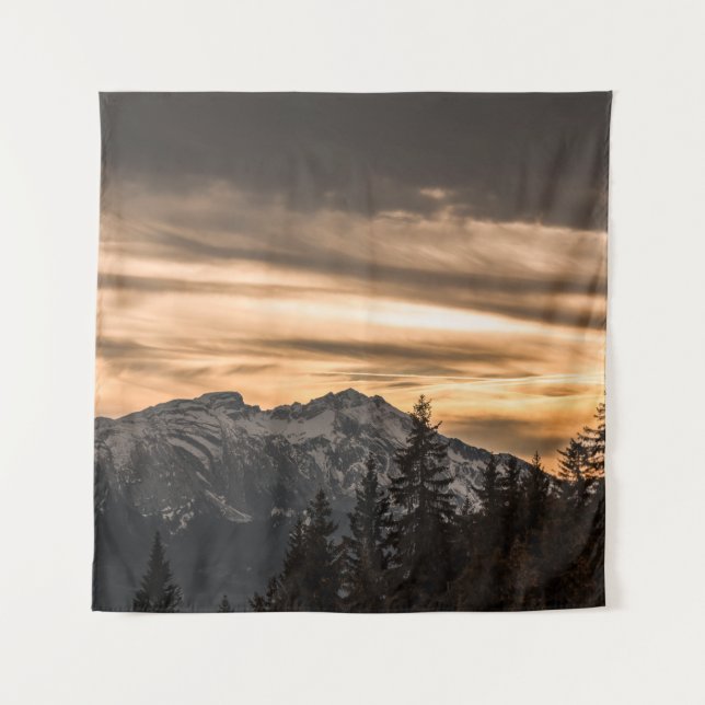 SNOW COVERED MOUNTAIN DURING SUNSET TAPESTRY (Front)