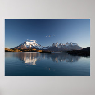 SNOW COVERED MOUNTAIN IN REFLECTIVE PHOTOGRAPHY POSTER