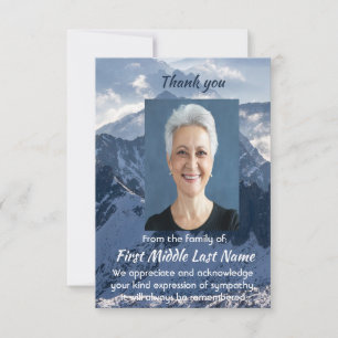 Snow Covered Mountain Memorial Custom Thank you Card