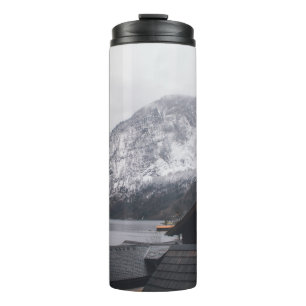 SNOW-COVERED MOUNTAIN NEAR BODY OF WATER THERMAL TUMBLER