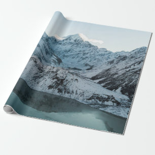 SNOW COVERED MOUNTAIN NEAR BODY OF WATER WRAPPING PAPER