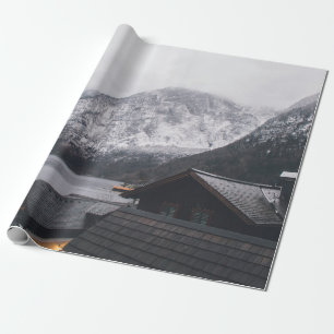 SNOW-COVERED MOUNTAIN NEAR BODY OF WATER WRAPPING PAPER