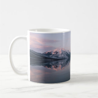 SNOW COVERED MOUNTAIN NEAR LAKE DURING DAYTIME COFFEE MUG