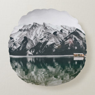 SNOW-COVERED MOUNTAIN ROUND CUSHION