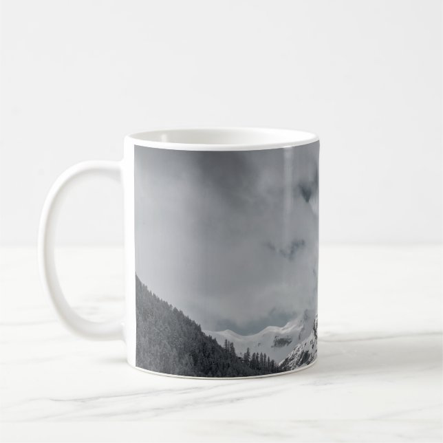 SNOW COVERED MOUNTAIN UNDER CLOUDY SKY DURING DAYT COFFEE MUG (Left)