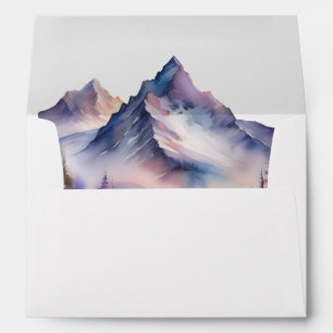 Snow covered mountains landscape wedding envelope