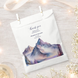 Snow covered mountains landscape wedding favour bag