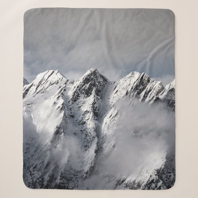 SNOW COVERED MOUNTAINS SHERPA BLANKET (Front)