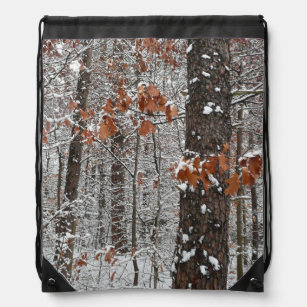 Snow Covered Oak Trees Winter Nature Photography Drawstring Bag