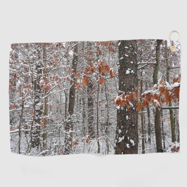 Snow Covered Oak Trees Winter Nature Photography Golf Towel (Horizontal)
