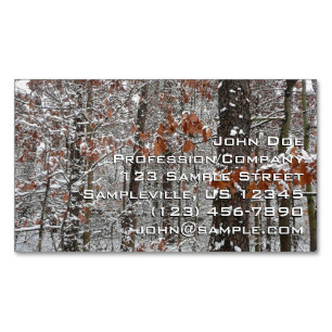 Snow Covered Oak Trees Winter Nature Photography Magnetic Business Card