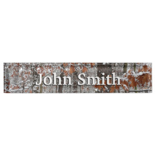 Snow Covered Oak Trees Winter Nature Photography Nameplate
