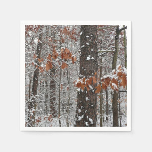 Snow Covered Oak Trees Winter Nature Photography Napkin