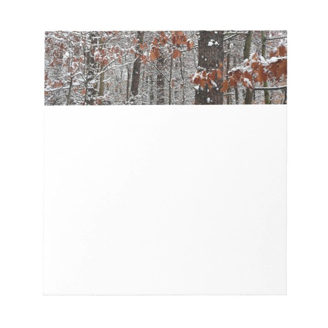 Snow Covered Oak Trees Winter Nature Photography Notepad (Front)