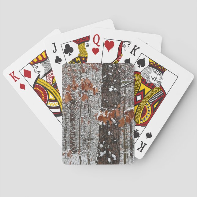Snow Covered Oak Trees Winter Nature Photography Playing Cards (Back)
