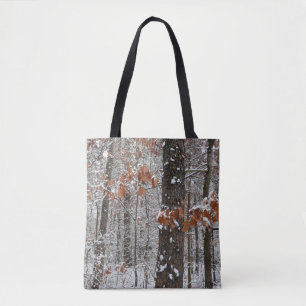 Snow Covered Oak Trees Winter Nature Photography Tote Bag