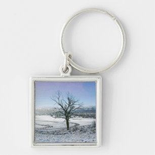 Snow Covered Ozark Hills Key Ring