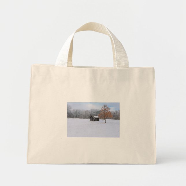 Snow Covered Paddock Mini Tote Bag (Front)