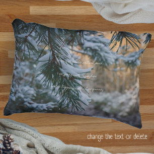 Snow-covered pine branches decorative cushion