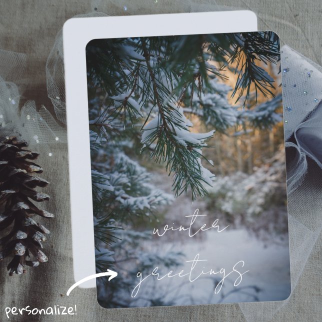 Snow-covered pine branches holiday card (Creator Uploaded)