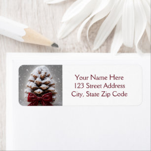 Snow Covered Pine Cone Return Address Label
