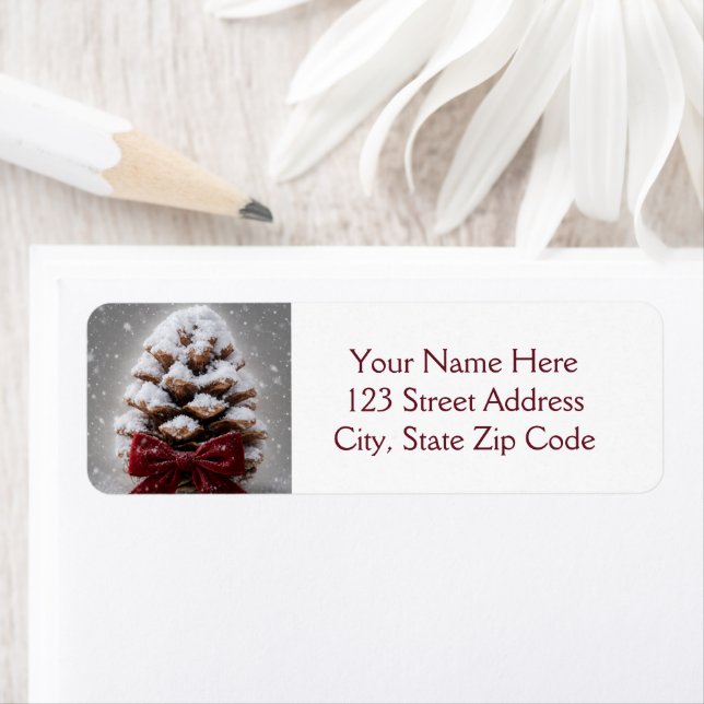 Snow Covered Pine Cone Return Address Label (Insitu)