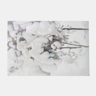Snow Covered Pine Saplings (by Pekka Halonen) Doormat