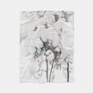 Snow Covered Pine Saplings (by Pekka Halonen) Fleece Blanket