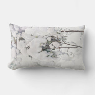 Snow Covered Pine Saplings (by Pekka Halonen) Lumbar Cushion