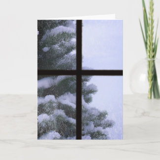 Snow Covered Pine Tree Folded Holiday Card